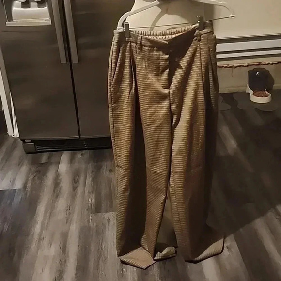 HOUSE OF HARLOW 1960 TAN & BLACK SEQUIN TWEED TROUSER CROP TOP SET SIZE S - Picture 2 of 7